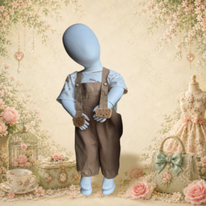 Ensemble ours bébé avec salopette brun doux de la collection Jardin Pastel