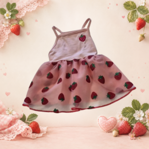 Robe fraise rose pour chien de la Collection Fraise du Royaume des Petits Trésors