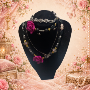 Ensemble bijoux noir et rose