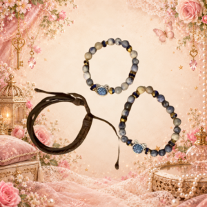 Ensemble bijoux garçon bleu et gris