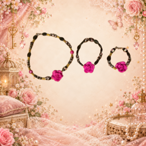 Ensemble bijoux noir et rose fuchsia