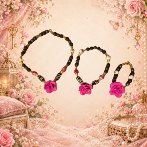 Ensemble bijoux noir et rose fuchsia