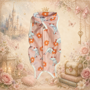 Vêtement sphynx rose à oies et fleurs