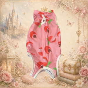 Vêtement sphynx rose motif de fruits exotiques